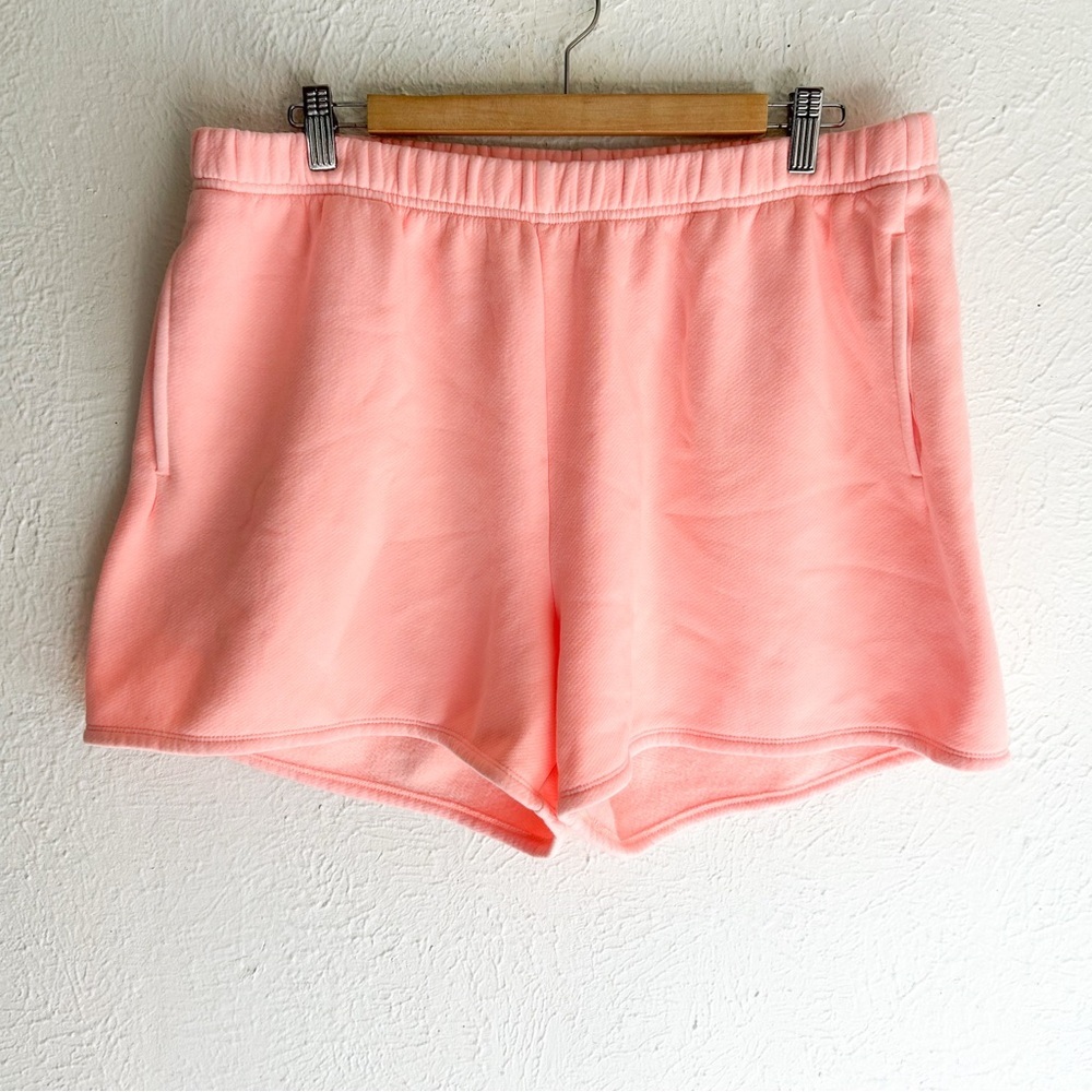 J. Crew Heritage fleece sweatshort Neon Coral Pink XL